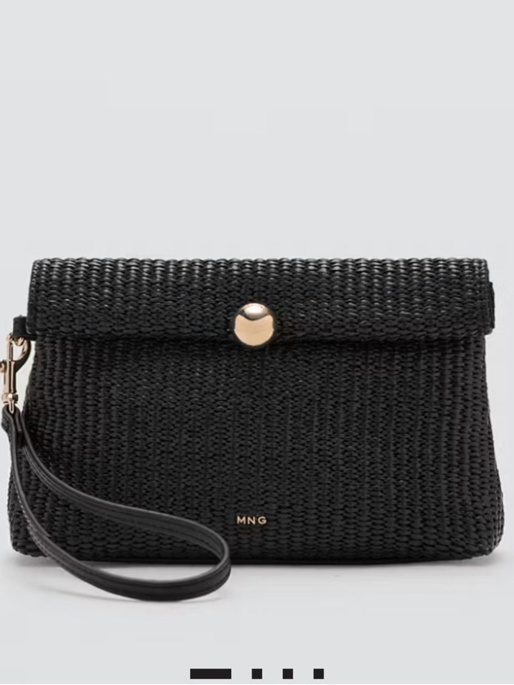 NWOT Mango Black Woven Wristlet Clutch